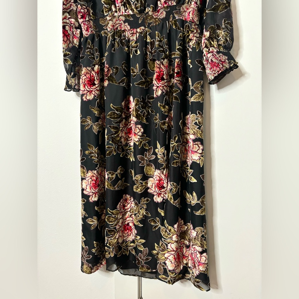 Vince Camuto Black Floral Long Sleeve Dress - Picture 5 of 10